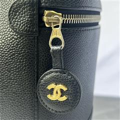 2003 Chanel Black Caviar Cosmetic Bag CC